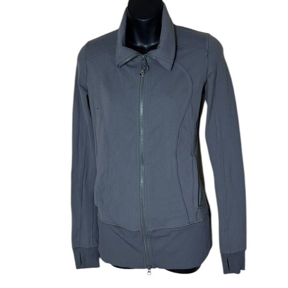 Lululemon nice asana jacket grey ribbed trims mid layer athleisure 4 - Picture 1 of 7